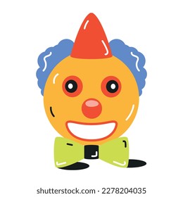 Check out the modern flat icon of clown cartoon
