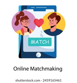 Check out modern flat icon of online matchmaking 