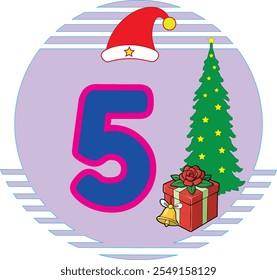 Echa un vistazo a la ilustración de Arte vectorial "Día de las Navidades número 5", que presenta líneas limpias, siluetas, íconos y Elementos de logotipos. Perfecto para diseños festivos de vacaciones.