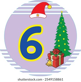 Check out the "Number 6 " vector art illustration, featuring clean line art, silhouette, icon, and logo elements. Perfect for festive holiday designs.