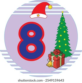 Echa un vistazo a la ilustración de Arte vectorial "Día de las Navidades número 8", que presenta líneas limpias, siluetas, íconos y Elementos de logotipos. Perfecto para diseños festivos de vacaciones.