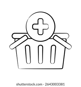 Check out our hand drawn style icon of add item to cart