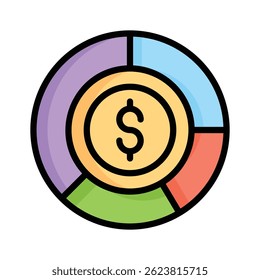 Check out our latest flat outline style icon of market shares analysis