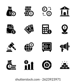 Check out our latest set of finance and business service glyph icons