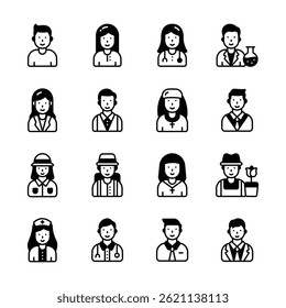 Echa un vistazo a nuestra colección premium de iconos de glifos de personajes humanos