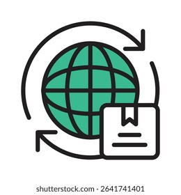 Check out our premium filled line icon of worldwide shipping