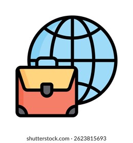 Echa un vistazo a nuestro icono de estilo de contorno plano premium que representa el negocio global