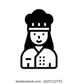 Check out our premium glyph icon of female chef avatar