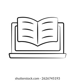 Check out our premium hand drawn icon of online book course