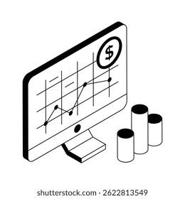 Echa un vistazo a nuestro icono isométrico premium que representa las estadísticas financieras