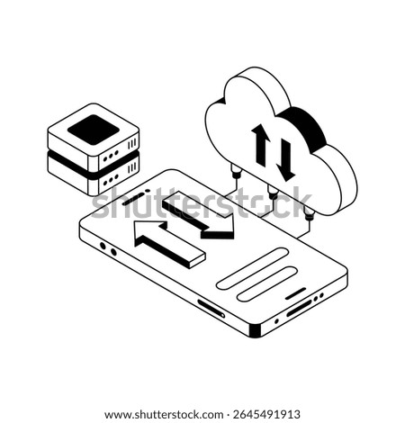 Check out our premium isometric icon depicting cloud transfer