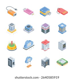 Check out our premium set of database isometric style icons