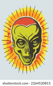 Check out our vector of an alien head! Perfect for sci-fi projects, this unique design is made with crisp lines and bold shapes. Whether for a book cover or website, it adds an otherworld