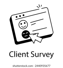 Check out outline icon of client survey 