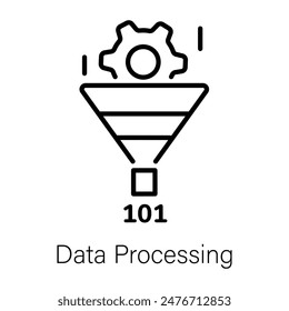 Check out outline icon of data processing 