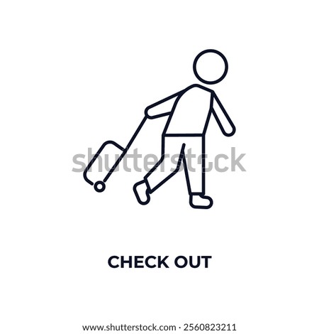 check out outline icon. Linear vector from hotel concept. Thin line check out icon isolated on white background