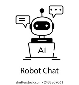 Check out outline icon of robot chat
