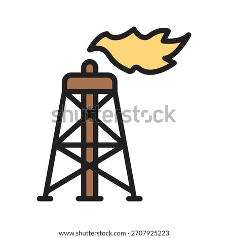 Check out outline style icon showing gas tower with fire