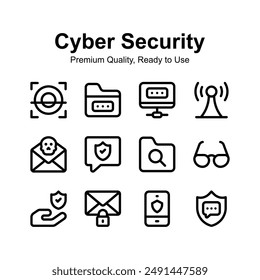 Echa un vistazo al paquete de iconos de seguridad cibernética, listos para su uso premium