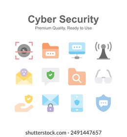 Sehen Sie sich das Paket mit Cyber-Sicherheitssymbolen an, die für Premium-Nutzung bereit sind