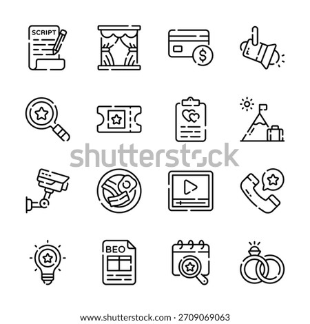 Check out premium pack of party and event planning outline style icons