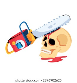Check out saw skull flat icon 