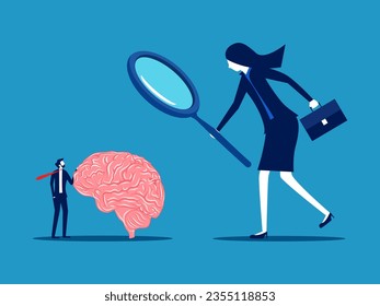Check out the smartest. woman boss using sales glasses to check brain
