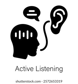 Check out solid icon of active listening 