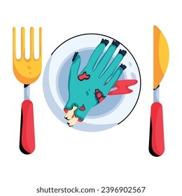 Echa un vistazo al icono plano de la cena espeluznante 