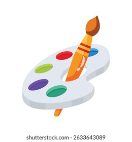 Check out this 2d icon of an artist's palette with brush