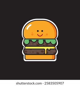 Check out this adorable hamburger character! With its cheerful smile vibrant colors, and playful design, it's sure to catch everyone's eye. Perfect for adding a touch of fun to any food related projek