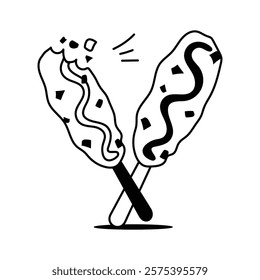 Check out this beautiful icon of corn dogs in trendy style