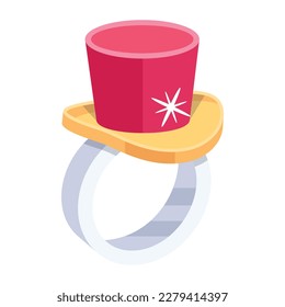 Check out this colourful hat ring icon in flat style