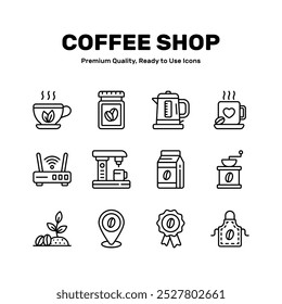 Check out this creative coffee shop icons set in editable style