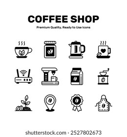 Check out this creative coffee shop icons set in editable style