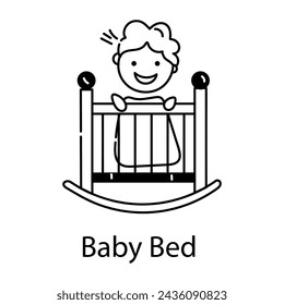 Schau dir dieses Doodle-Icon des Babybetts an 