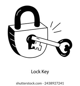 Check out this doodle icon of lock key 