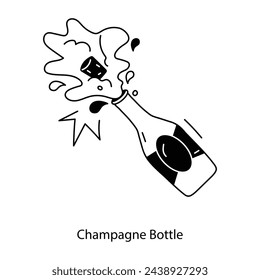 Check out this doodle icon of champagne bottle 