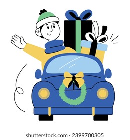 Echa un vistazo a esta mini ilustración de carros navideños 