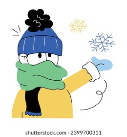Mira esta mini ilustración de doodle disfrutando de la nieve 