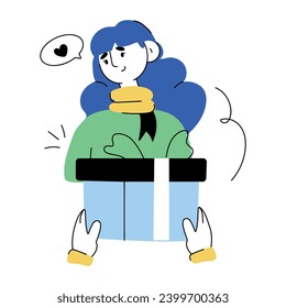 Check out this doodle mini illustration of receiving gift 