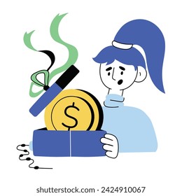 Check out this doodle mini illustration of money gift 