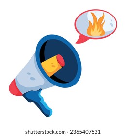 Echa un vistazo a este icono plano de una bocina de fuego 