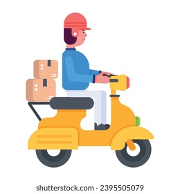 Echa un vistazo a este icono plano de entrega de scooter 