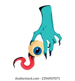Check out this flat icon of zombie eye in hand 