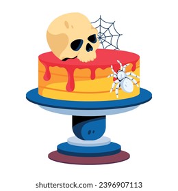 Check out this flat icon of skull cake 