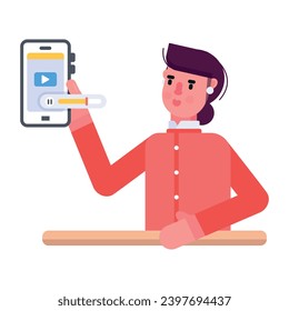 Echa un vistazo a este icono plano de streaming móvil 