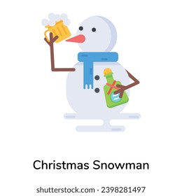 Schauen Sie sich diese flache Ikone des Weihnachtsschneemans an 