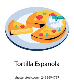 Check out this flat icon of tortilla espanola