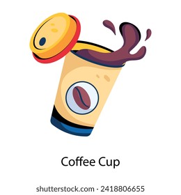 Echa un vistazo a este icono plano de la taza de café derramada 